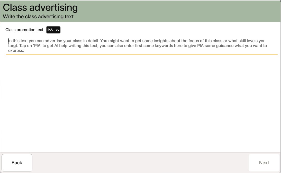 Class configuration assistant - Step 4